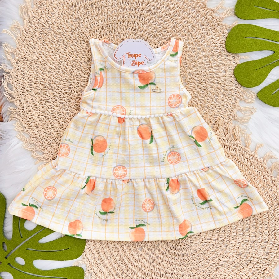 Vestido Regatinha com Laranjas - Amarelo